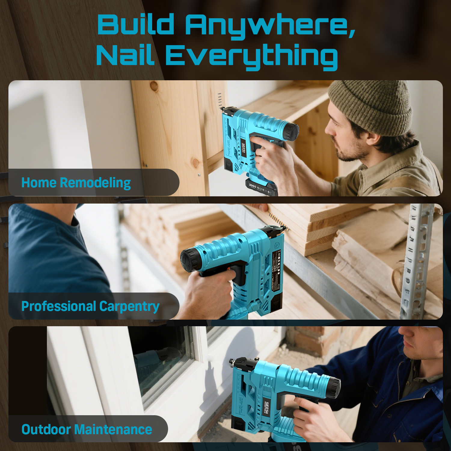 SEESII Electric Nail Gun Cordl - Power Tools Manual review and price